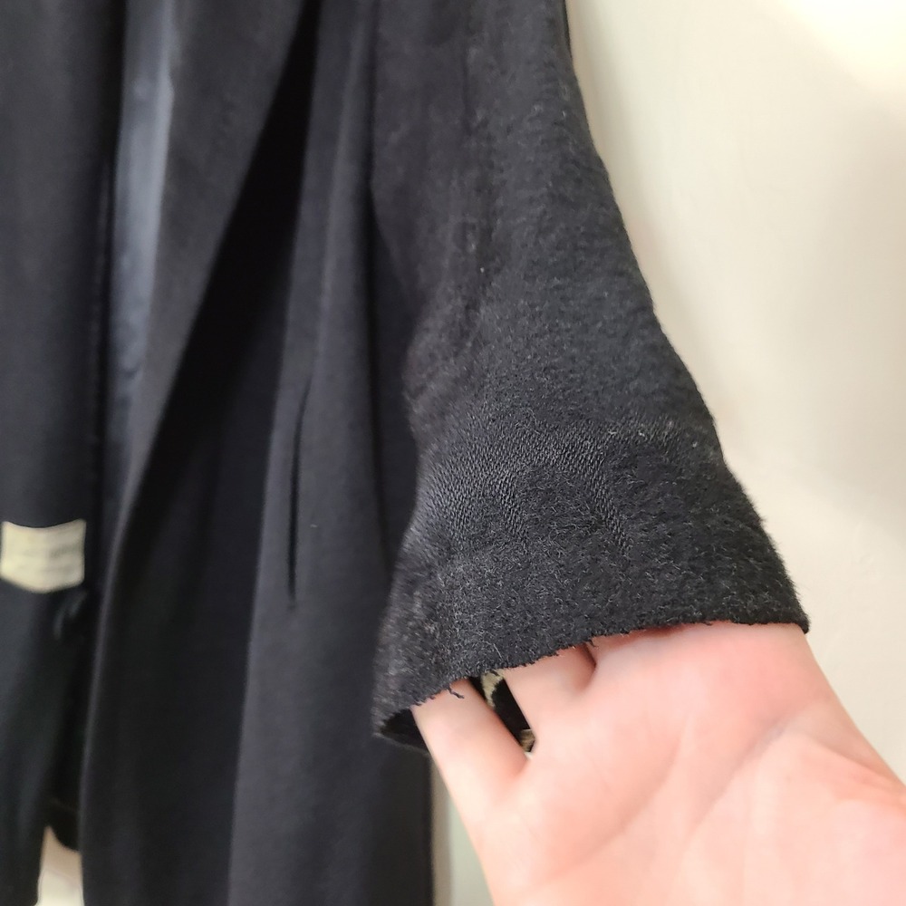 Forstmann Black 100% Virgin Wool Shawl Collar Coat Needs‎ Repairs - Picture 2 of 12